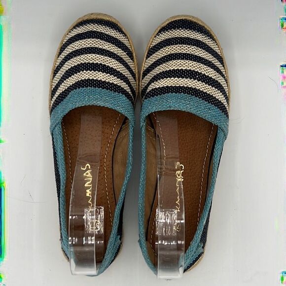 Kaanas Striped Blue/White Espadrilles With Blue Trim Size 7 / EU 37 - Picture 5 of 13